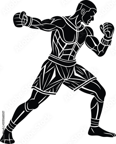 Clean Boxing Silhouette Vector: Modern Fighter with a Striking Athletic Stance
