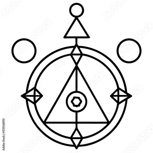 Alchemy symbol line art vector illustration 