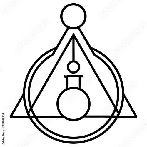 Alchemy symbol line art vector illustration 
