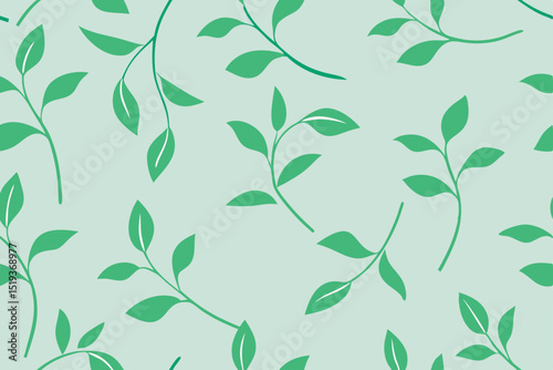 Wallpaper Mural  soft sage green herbal vine seamless pattern  Torontodigital.ca