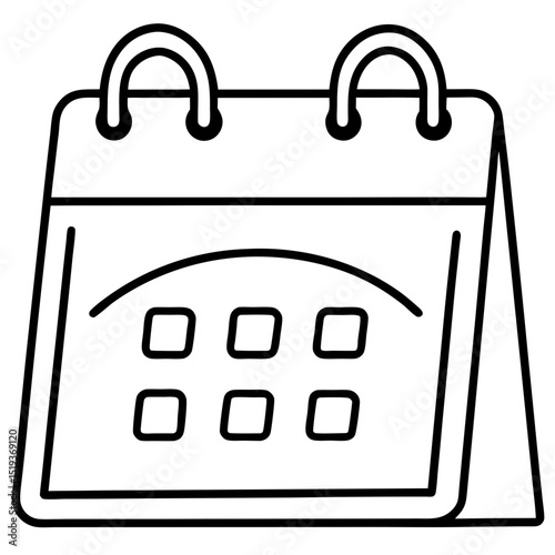 Calendar with marked date line art vector illustration 