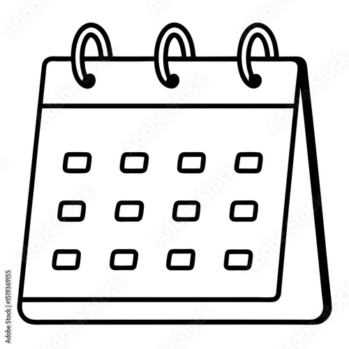 Calendar with marked date line art vector illustration 