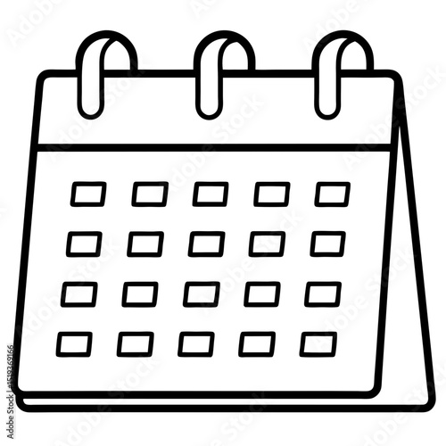 Calendar with marked date line art vector illustration 