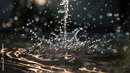 Close-Up Water Splash with Droplets
