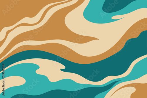 oceanic aqua and sandy beige liquid marbling 