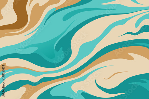 oceanic aqua and sandy beige liquid marbling 
