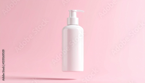 Elegant White Pump Bottle on Pink Background Perfect for Cosmetic or Skincare Product Mockup