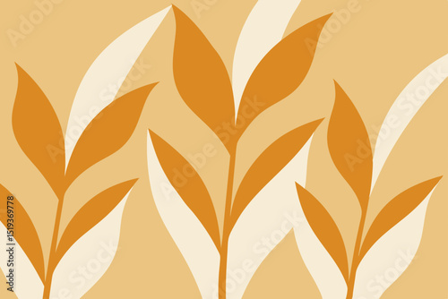 warm sand and ivory abstract botanical stems 