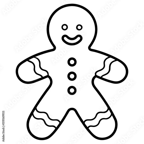 Gingerbread cookie line art vector illustration 