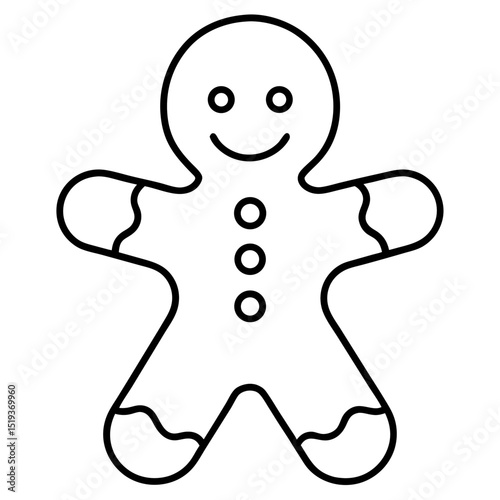 Gingerbread cookie line art vector illustration 