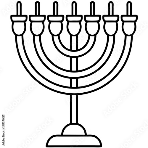 Hanukkah menora line art vector illustration 