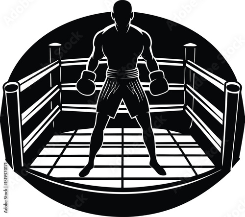 Bold Athletic Silhouette Vector: Dynamic Boxer in a Modern, Minimalist Style