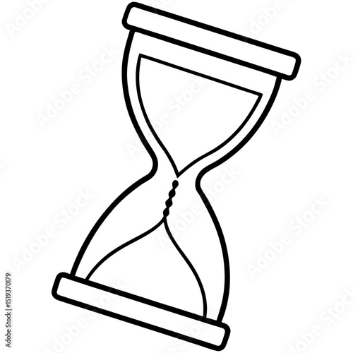 Hourglass running out line art vector illustration 