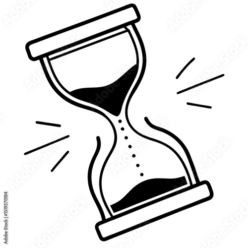 Hourglass running out line art vector illustration 