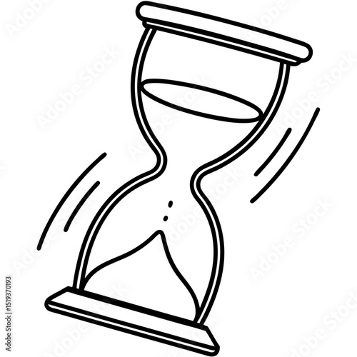 Hourglass running out line art vector illustration 