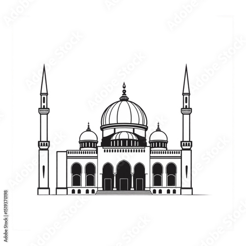 Mosque illustration black and white design