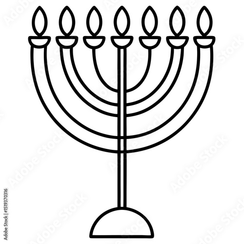 Lighted menorah doodle line art vector illustration 