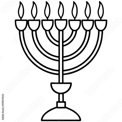 Lighted menorah doodle line art vector illustration 