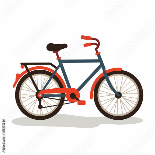 Classic bicycle with orange accents and black seat. This stylish bicycle is perfect for city commutes or leisurely rides.  Image of bicycle for travel brochures or website design.