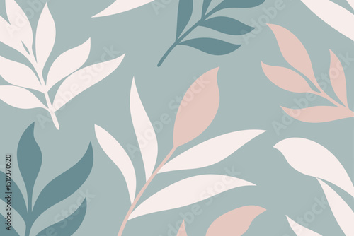 dusty sage and pale rose abstract foliage 