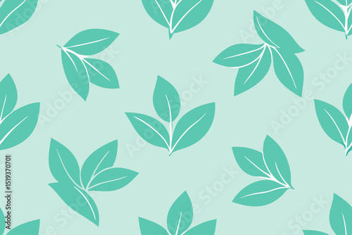 soft mint and stone sketchy foliage repeat pat 