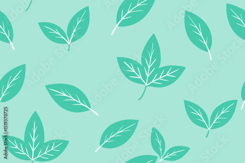 soft mint and stone sketchy foliage repeat 