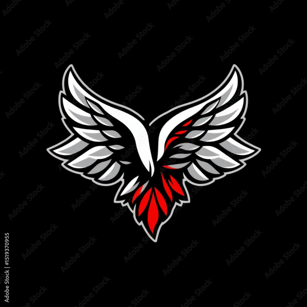 Obraz premium Stylized red and white wings logo design