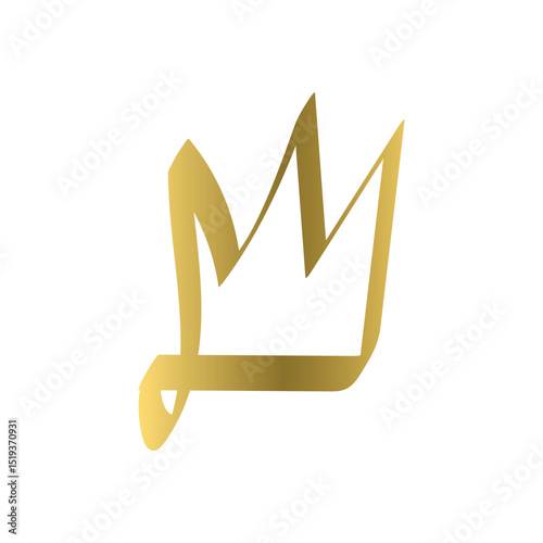 A minimalist, elegant golden crown symbol with a unique, smooth line art style