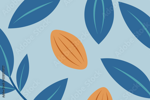 soft almond and dusty blue botanical repeat