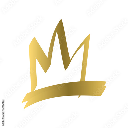 A sophisticated gold crown design with a ribbon detail underneath