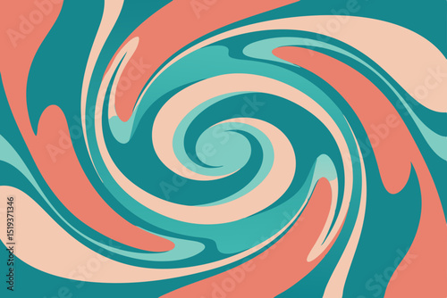 ocean teal and soft coral marbled swirl 