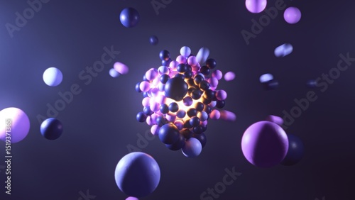 This stunning visualization of atomic particles is brought to life in vibrant colors, making it perfect for use in science, technology, and educational content across various platforms