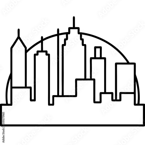  Urban skyline line art vector illustration
