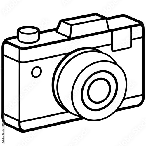 Vintage camera sketch line art vector illustration