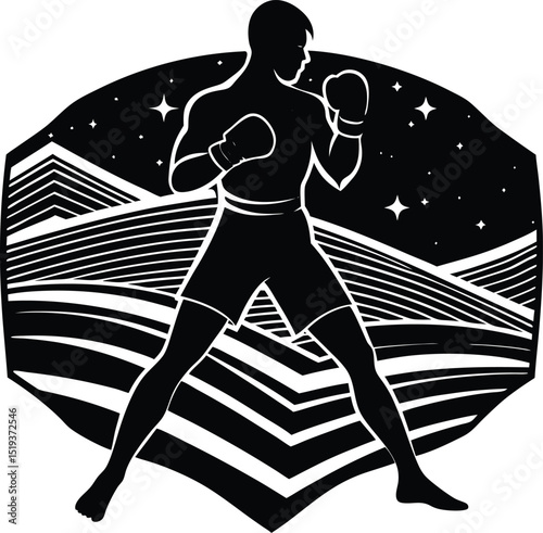 Minimalist Athletic Boxer Silhouette Vector: Clean, Bold Figure in a Dynamic Pose