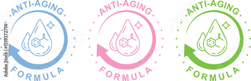 Anti-Aging Formula Vector Badge – Skincare Label Icon for Beauty and Cosmetic Packaging
