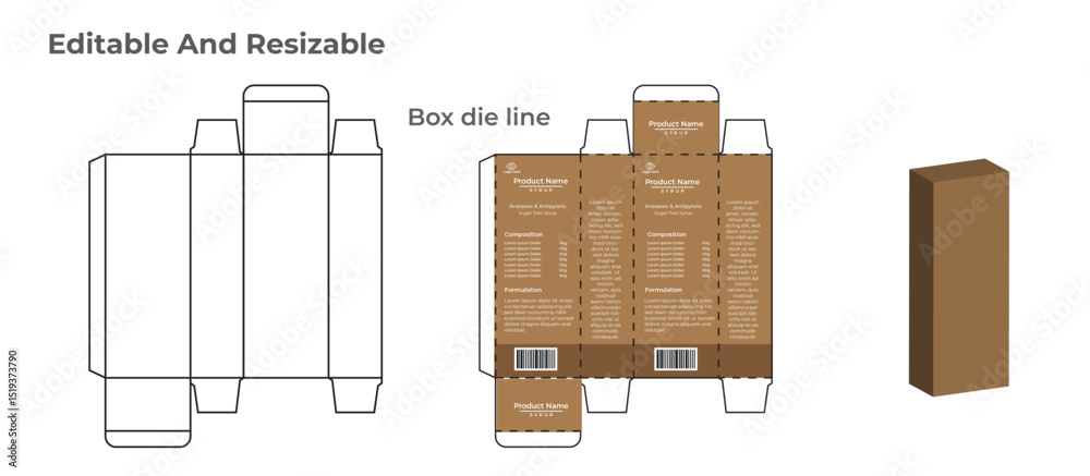Φωτογραφία Medicine Box die line template Medicine box die cut Medicine box die cut  Cosmet