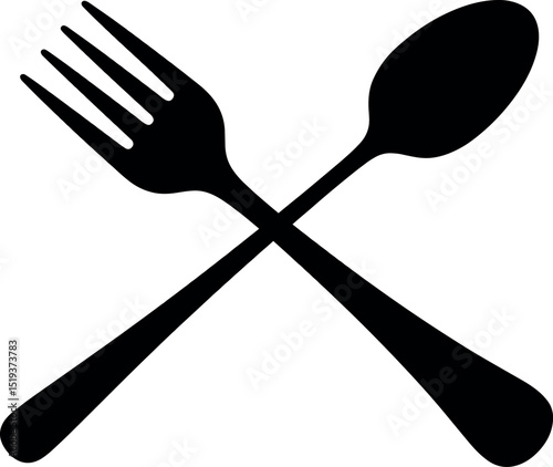 Fork And Spoon vector black silhouette print design