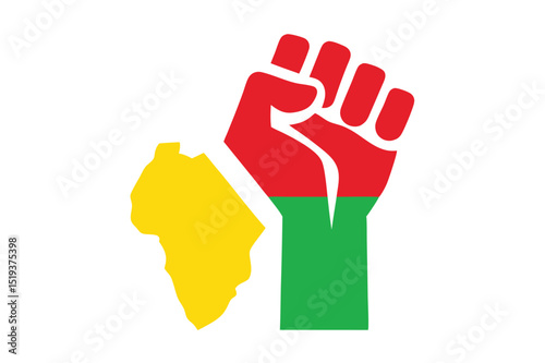 Black silhouette raised fist freedom and power symbol