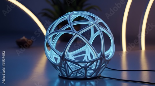 Futuristic Spherical Lamp with Geometric Patterns