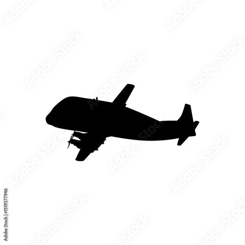 Silhouette of the Airbus cargo aircraft, freight aircraft, freighter, airlifter or cargo jet. Vector Illustration