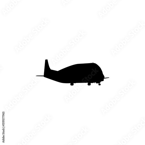 Silhouette of the Airbus cargo aircraft, freight aircraft, freighter, airlifter or cargo jet. Vector Illustration