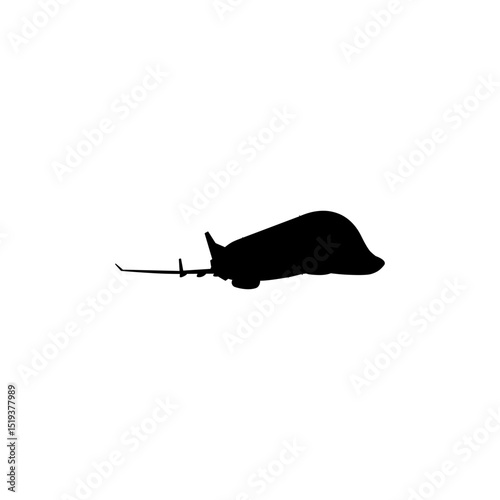 Silhouette of the Airbus cargo aircraft, freight aircraft, freighter, airlifter or cargo jet. Vector Illustration
