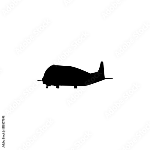 Silhouette of the Airbus cargo aircraft, freight aircraft, freighter, airlifter or cargo jet. Vector Illustration