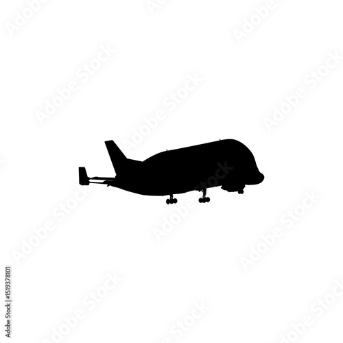 Silhouette of the Airbus cargo aircraft, freight aircraft, freighter, airlifter or cargo jet. Vector Illustration