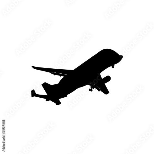 Silhouette of the Airbus cargo aircraft, freight aircraft, freighter, airlifter or cargo jet. Vector Illustration