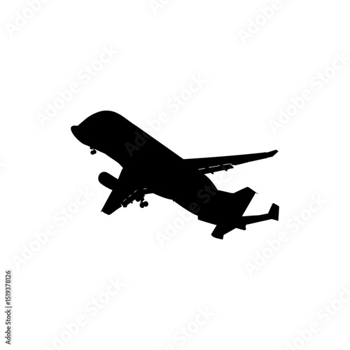 Silhouette of the Airbus cargo aircraft, freight aircraft, freighter, airlifter or cargo jet. Vector Illustration