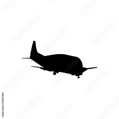 Silhouette of the Airbus cargo aircraft, freight aircraft, freighter, airlifter or cargo jet. Vector Illustration
