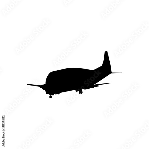Silhouette of the Airbus cargo aircraft, freight aircraft, freighter, airlifter or cargo jet. Vector Illustration