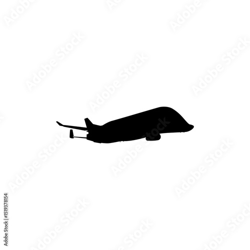 Silhouette of the Airbus cargo aircraft, freight aircraft, freighter, airlifter or cargo jet. Vector Illustration